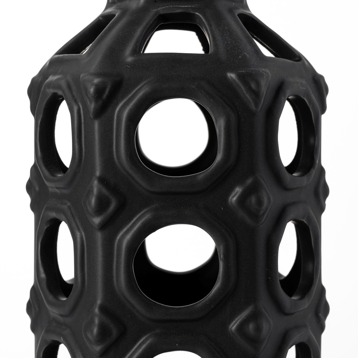 Brunel Large Black Drum-Shaped Ceramic Vase, by Mercana, 3.94" length x 3.94" width x 12.01" height View 8