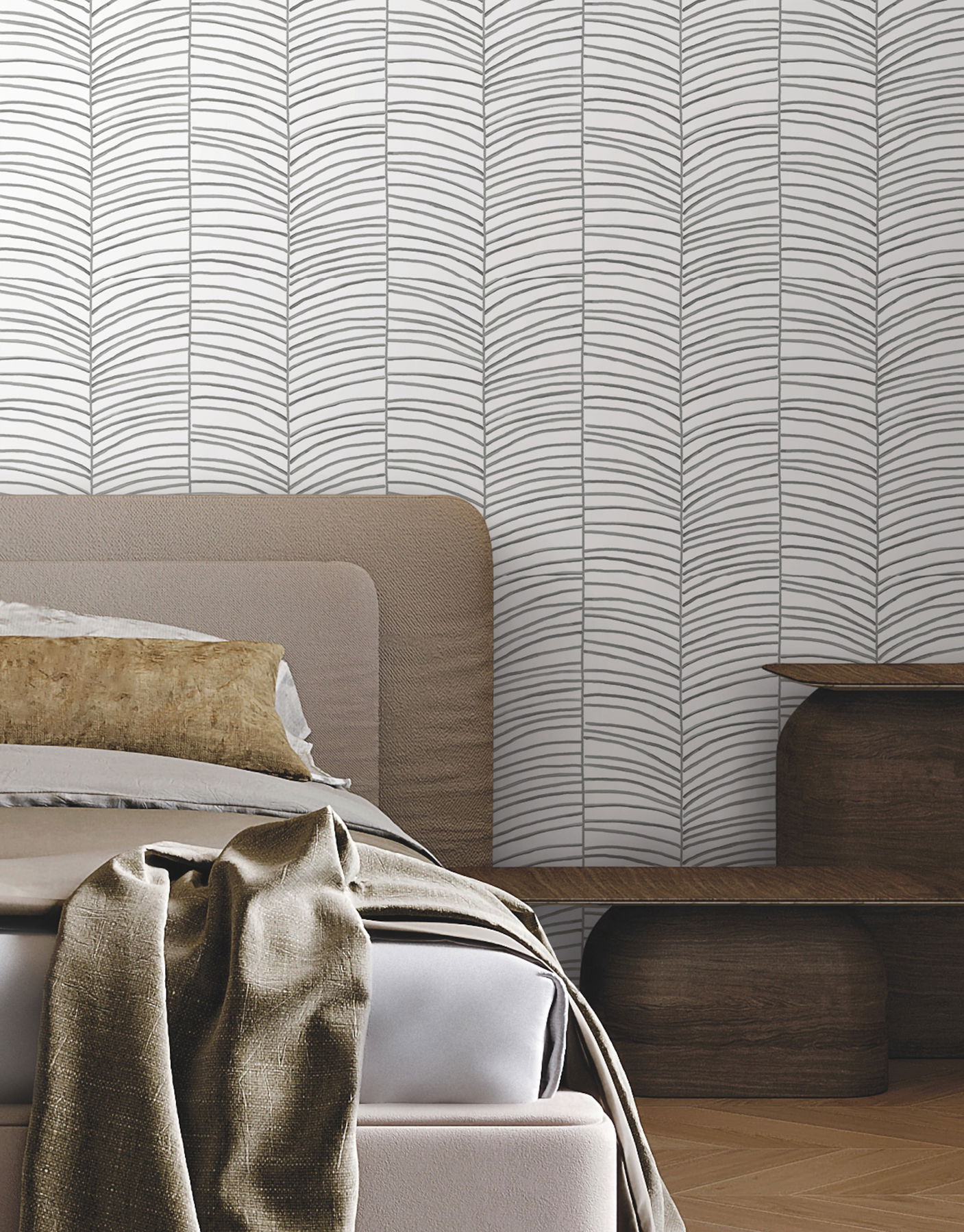 Cascade Palm Chevron Onyx Wallpaper large image 