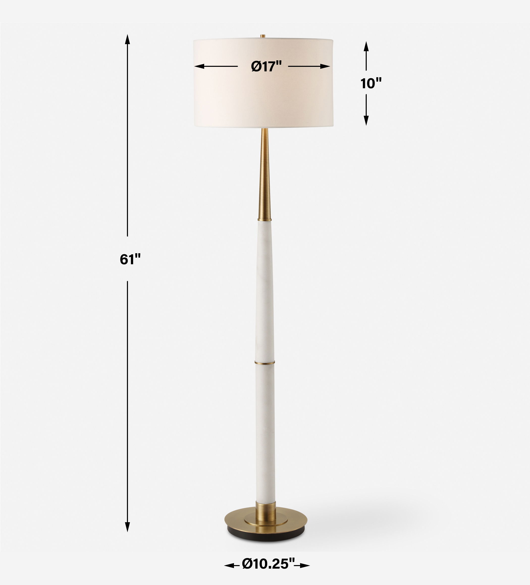 Faro White Marble Floor Lamp, by Uttermost, 17" width x 61" height x 17" depth View 3
