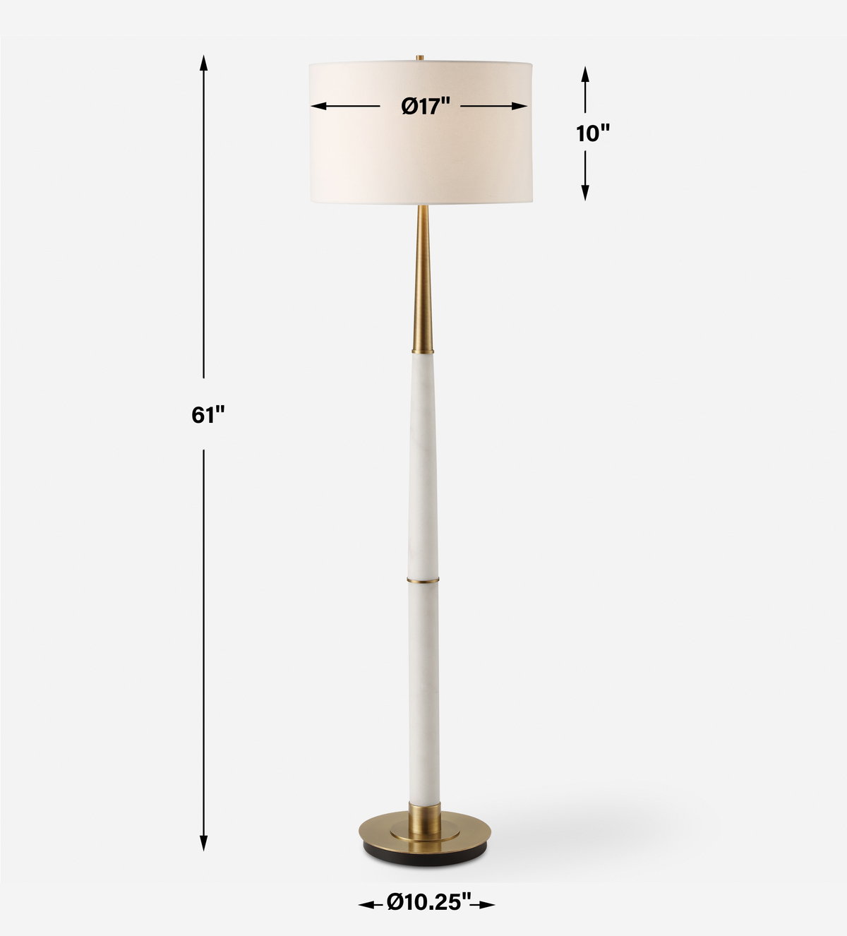 Faro White Marble Floor Lamp, by Uttermost, 17" width x 61" height x 17" depth View 3