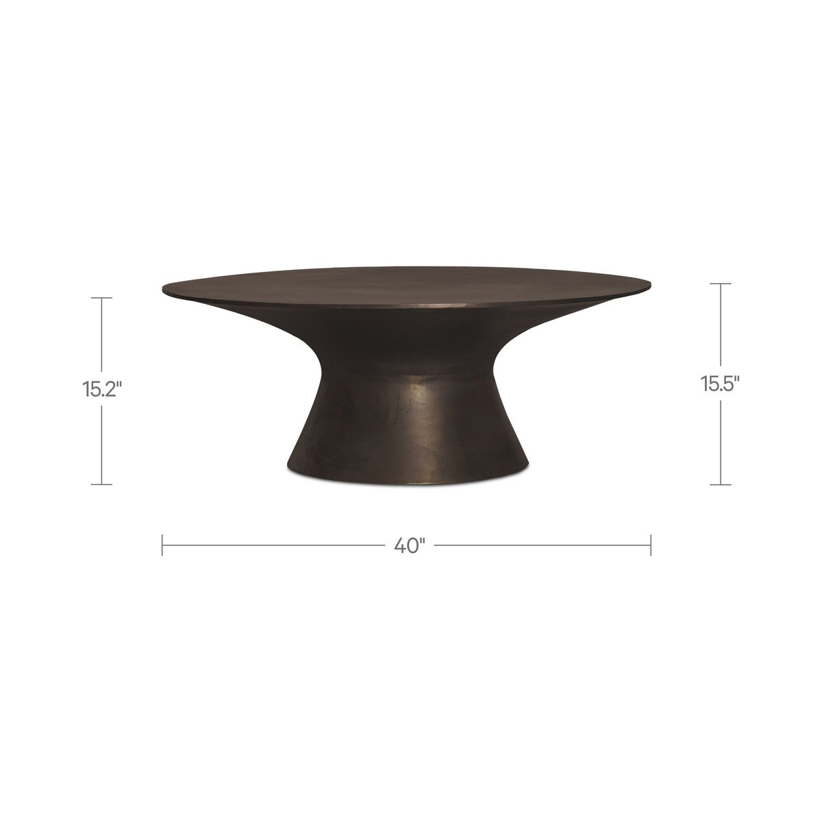 Bardo Outdoor Coffee Table Deep Bronze, Outdoor Table by Moe's Home, 3'4" width x 1'3.5" height x 3'4" depth View 8