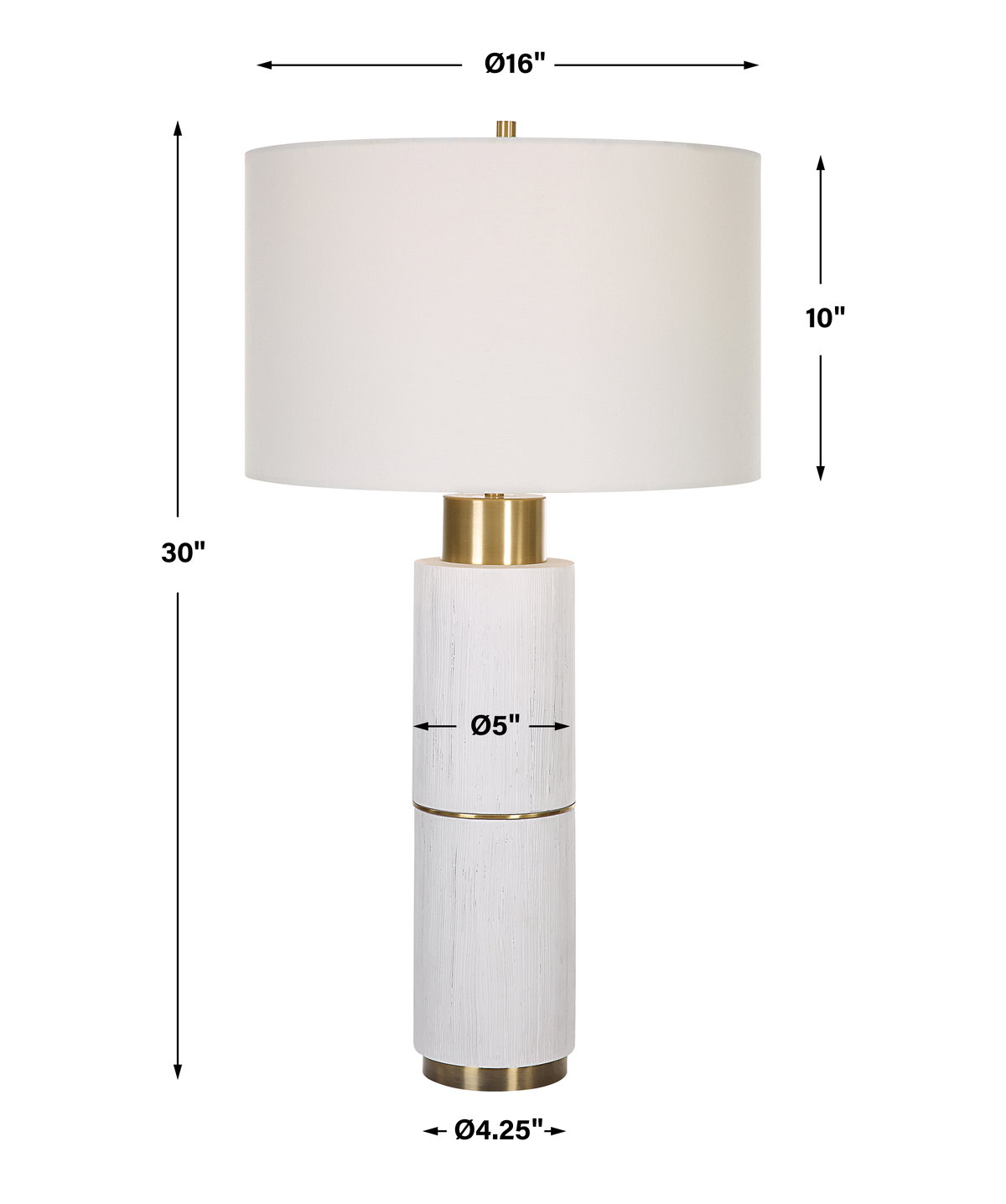 Ruse Whitewashed Table Lamp, by Uttermost, 1'4" width x 2'6" height x 1'4" depth View 3