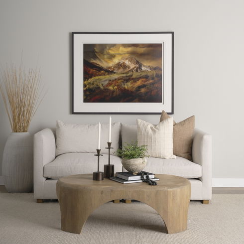Shima Oval Light Brown Wood with Arched Legs Coffee Table