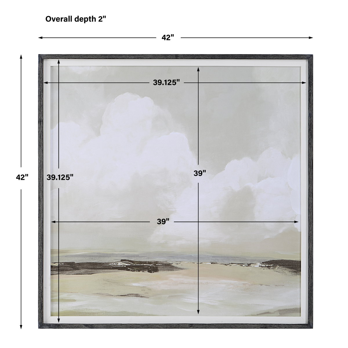 Soft Clouds Framed Print, Art by Uttermost, 42" width x 42" height x 2" depth View 3