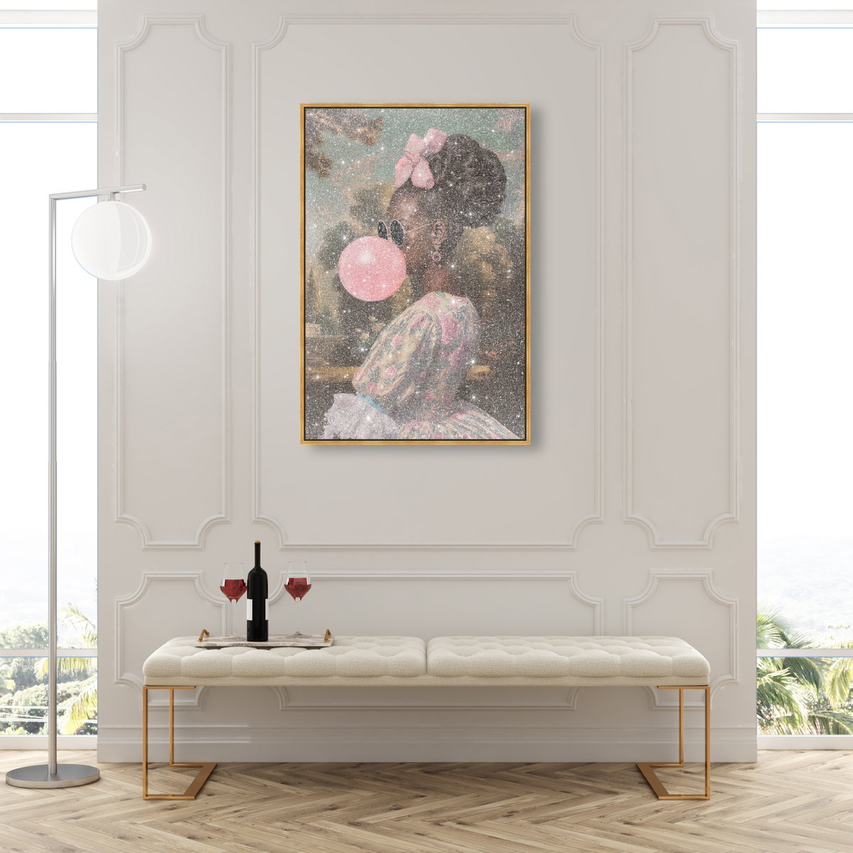 Roses and Rebellion - With Diamond Dust and Glitter (Black Glitter, Diamond Dust), Art by Oliver Gal,  30x45 View 3
