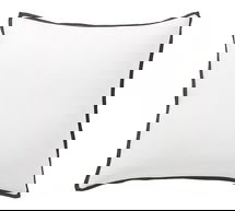 Online Designer Bedroom Belgian Flax Linen Contrast Flange Shams, Euro, White/Ebony, Set of 3