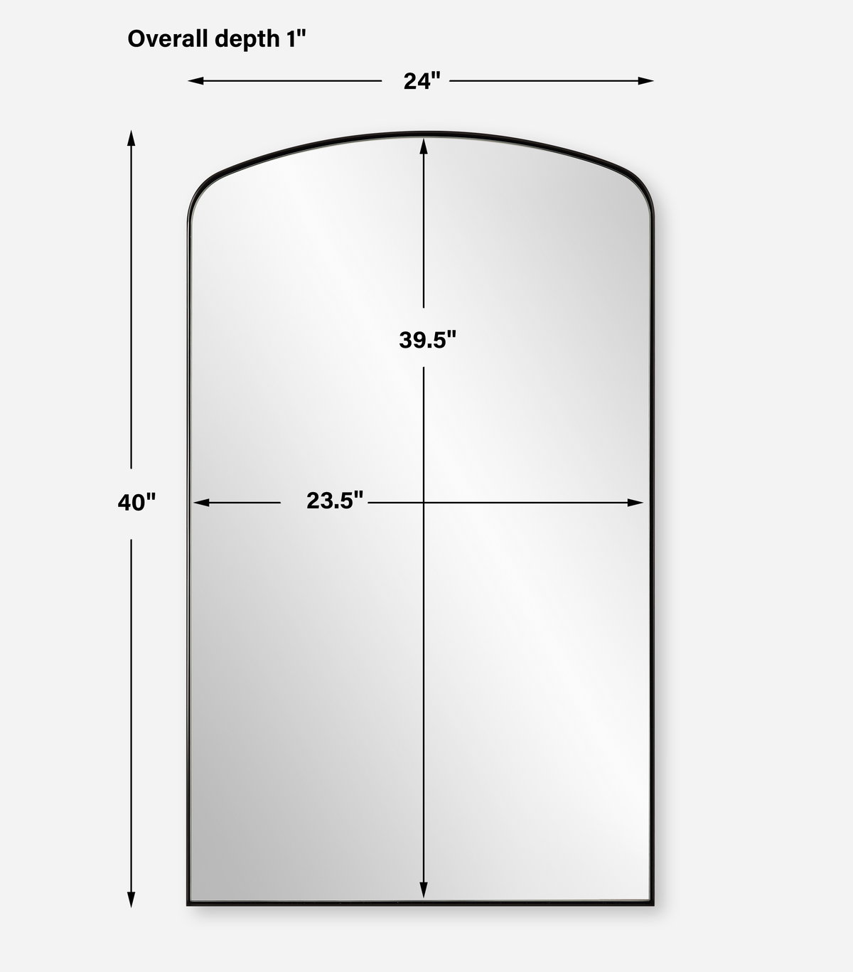Tordera Black Arch Mirror, by Uttermost, 24" width x 40" height x 1" depth View 3