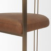 Hollyfield Curved Back Dining Side Chair | Brown Leather with Gold Iron, Dining Chair by Mercana, 20.5" length x 22.5" width x 29.5" height thumbnail 13