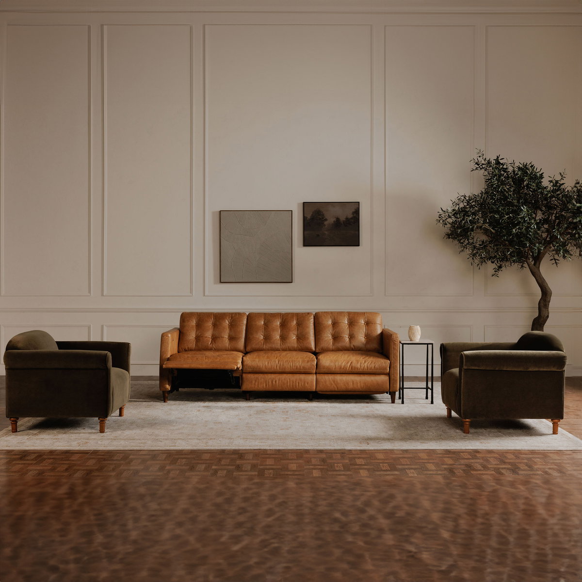 Bridgers Power Recliner Sofa Tan Leather, Sofas & Sectional by Moe's Home, 94.1" width x 33.85" height x 37.8" depth View 10