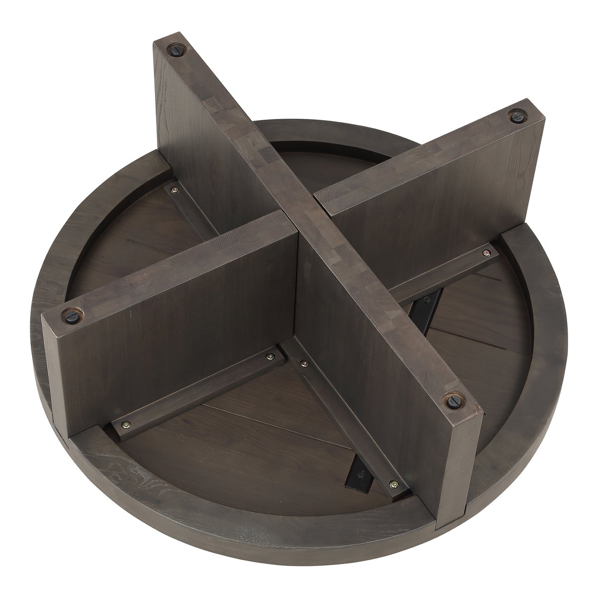 Folke Round Coffee Table Dark Brown, by Moe's Home, 38" width x 13.38" height x 38" depth View 4