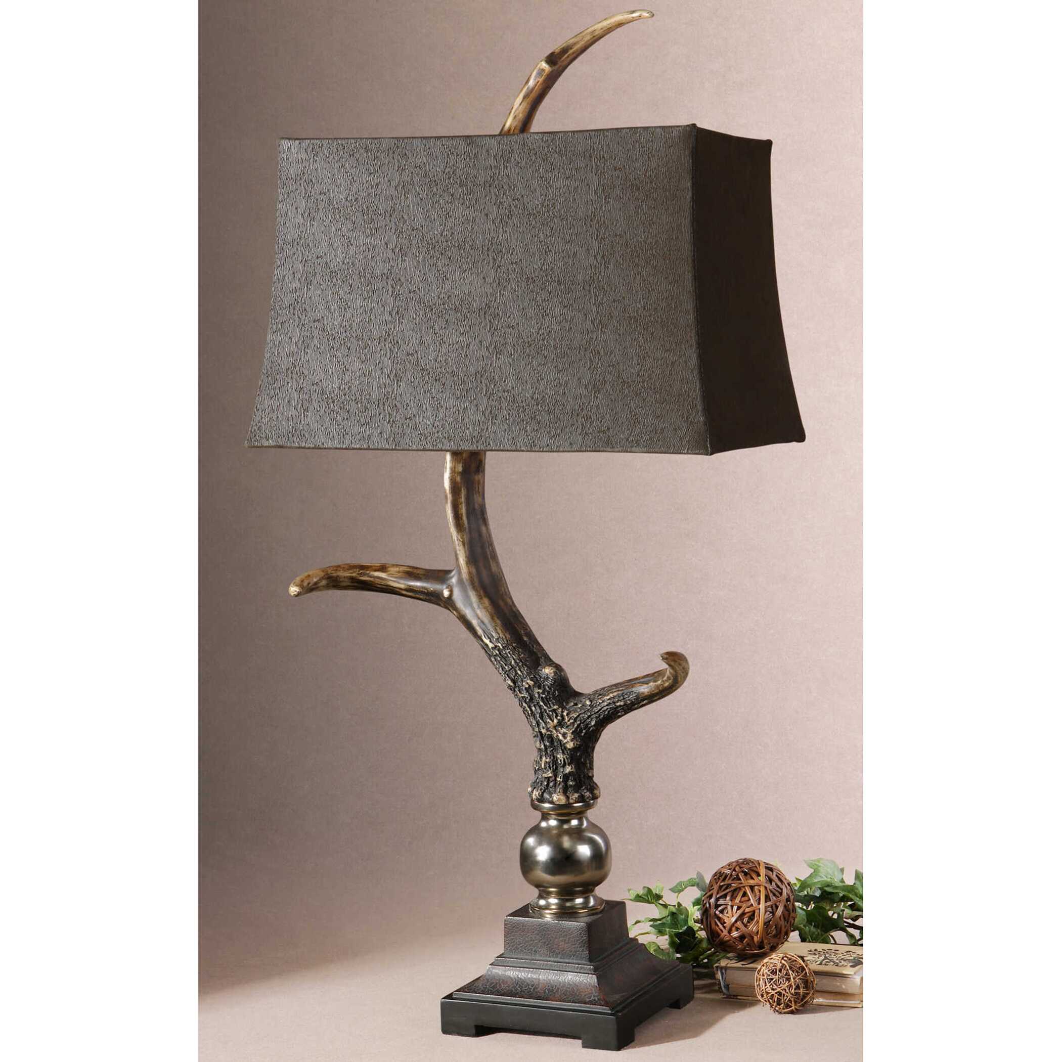 Stag Horn Dark Shade Table Lamp, by Uttermost, 19" width x 40.25" height x 12" depth View 4