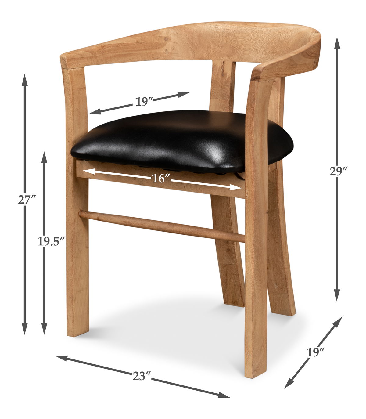 Rift Dining Chair, by Sarreid, 1'7" length x 1'11" width x 2'5" height View 15