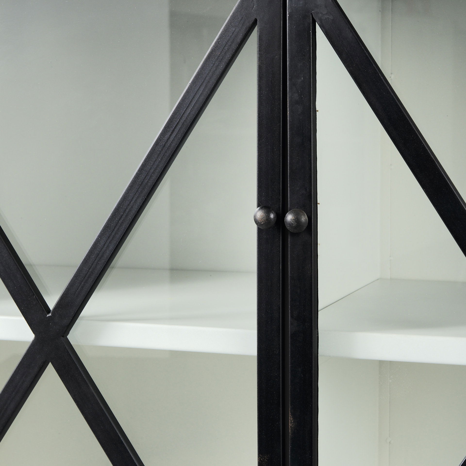 Dimitra  Dark Iron with Glass Doors Kitchen Island, by Mercana, 62" length x 32" width x 36" height View 11