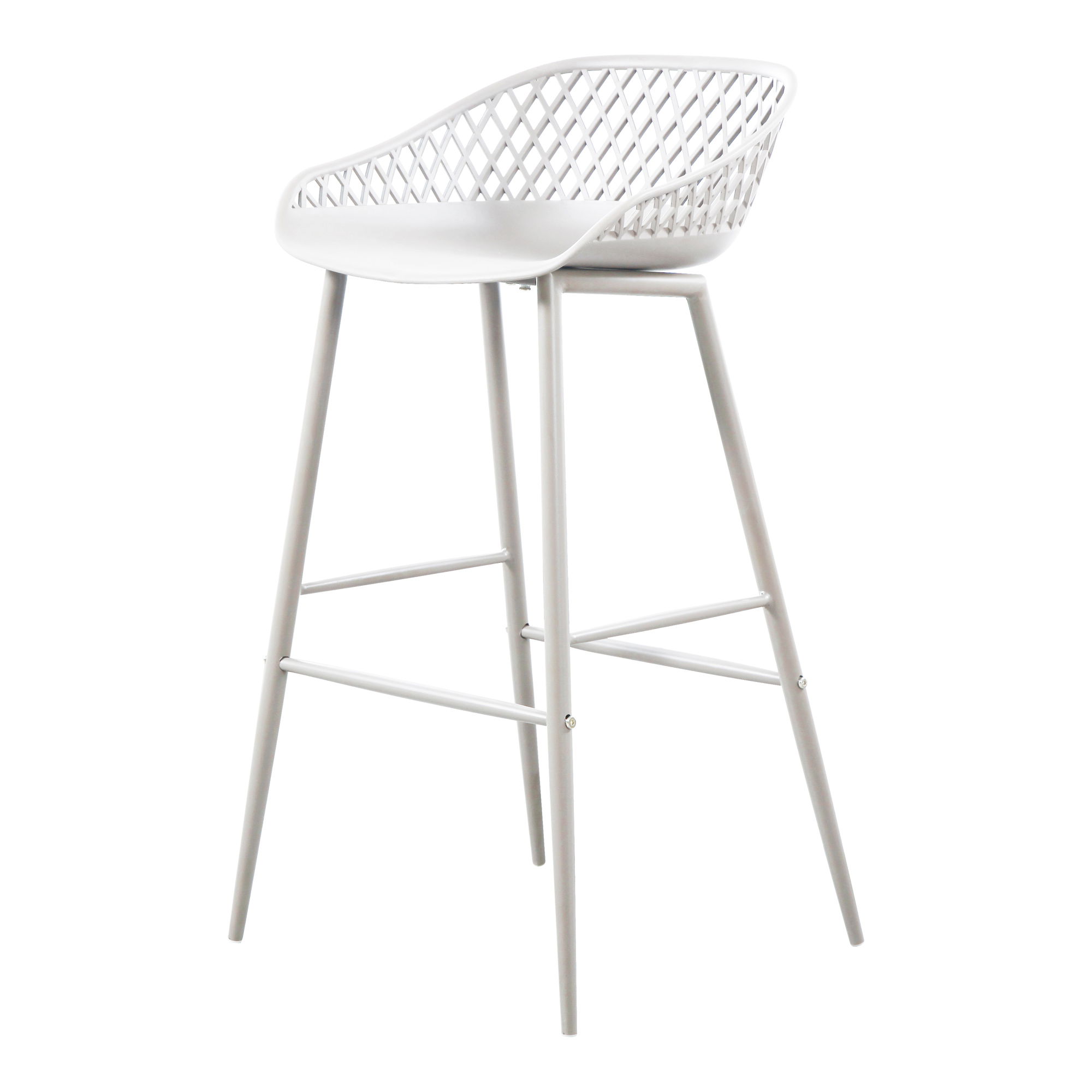 Piazza Outdoor Barstool White - Set Of Two, Counter & Bar Stool by Moe's Home, 19.29" width x 37.2" height x 19.68" depth View 6