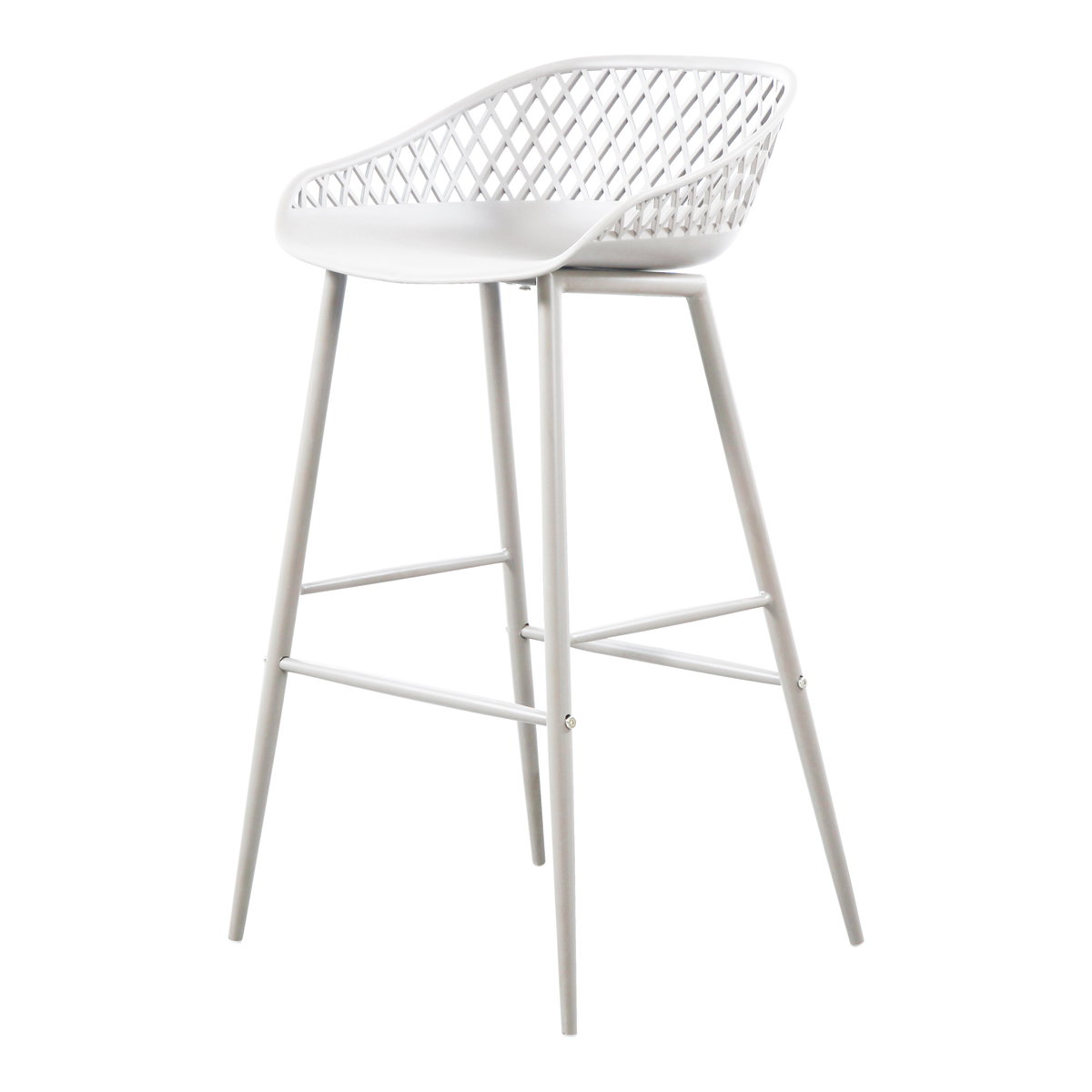 Piazza Outdoor Barstool White - Set Of Two, Outdoor Chair by Moe's Home, 1'7.29" width x 3'1.2" height x 1'7.68" depth View 6