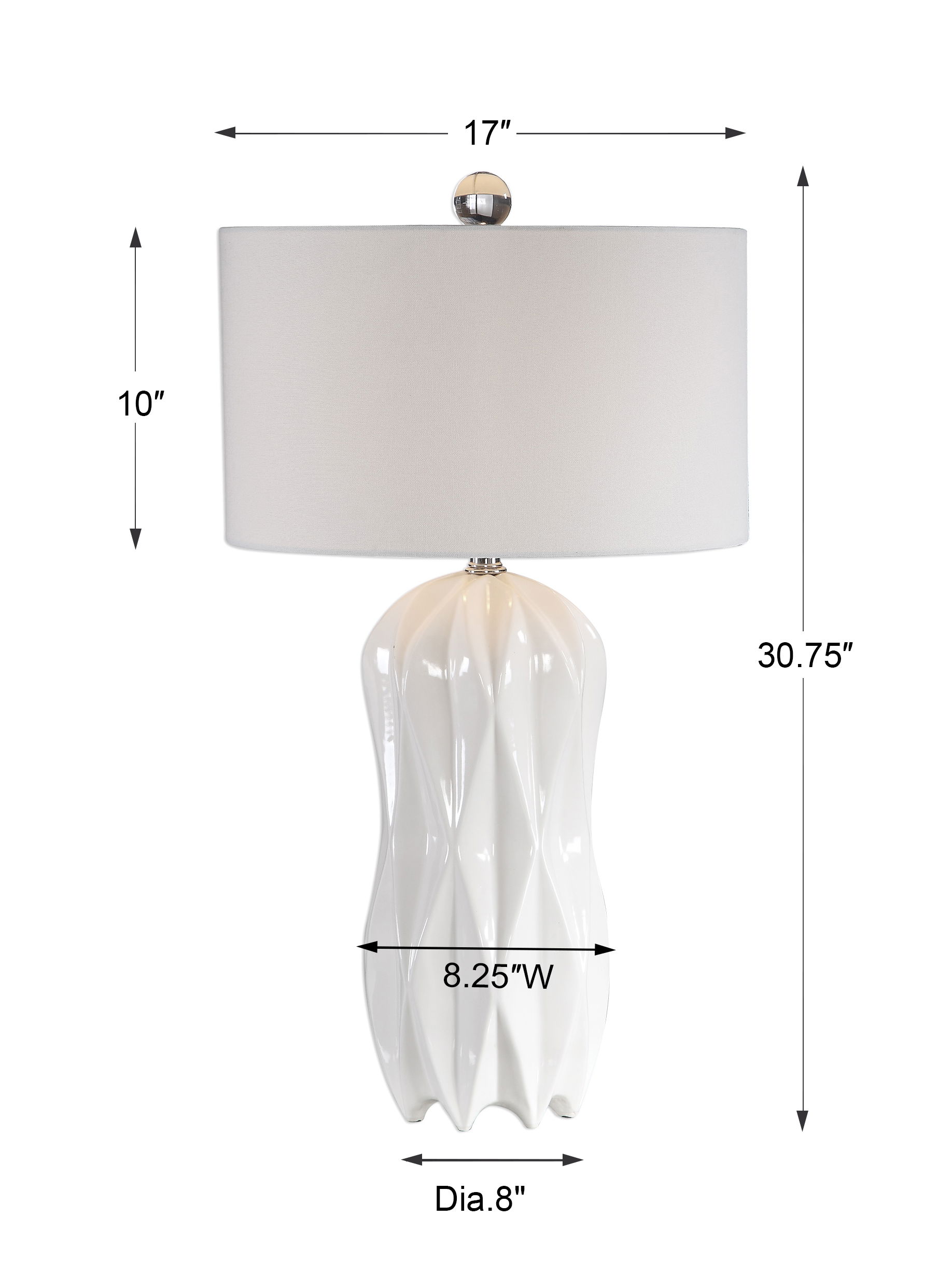 Malena Glossy White Table Lamp large image 