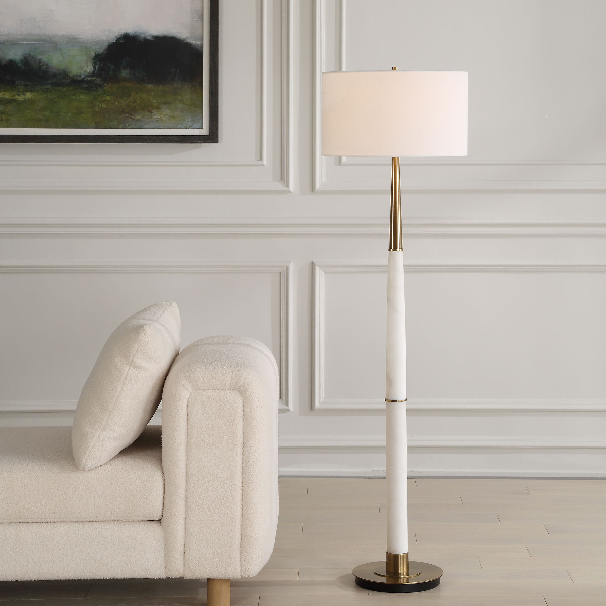 Faro White Marble Floor Lamp large image 