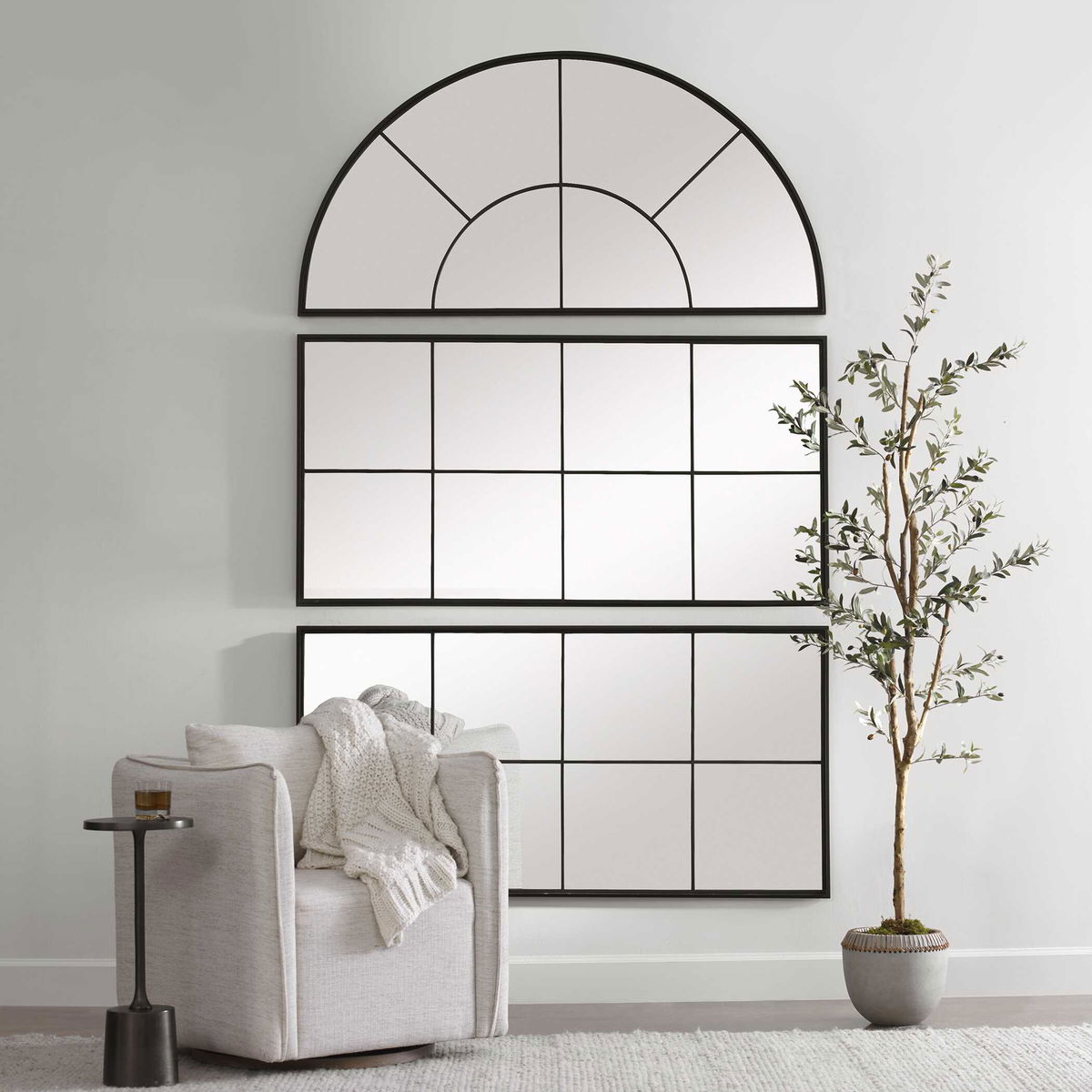 Rousseau Iron Window Arch Mirror, by Uttermost, 60" width x 30.5" height x 1.37" depth View 8