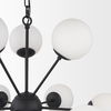 Barbara Matte Black Metal with Frosted Glass Globes 11-Light Chandelier, by Mercana, 31.5" length x 31.5" width x 31.5" height thumbnail 9