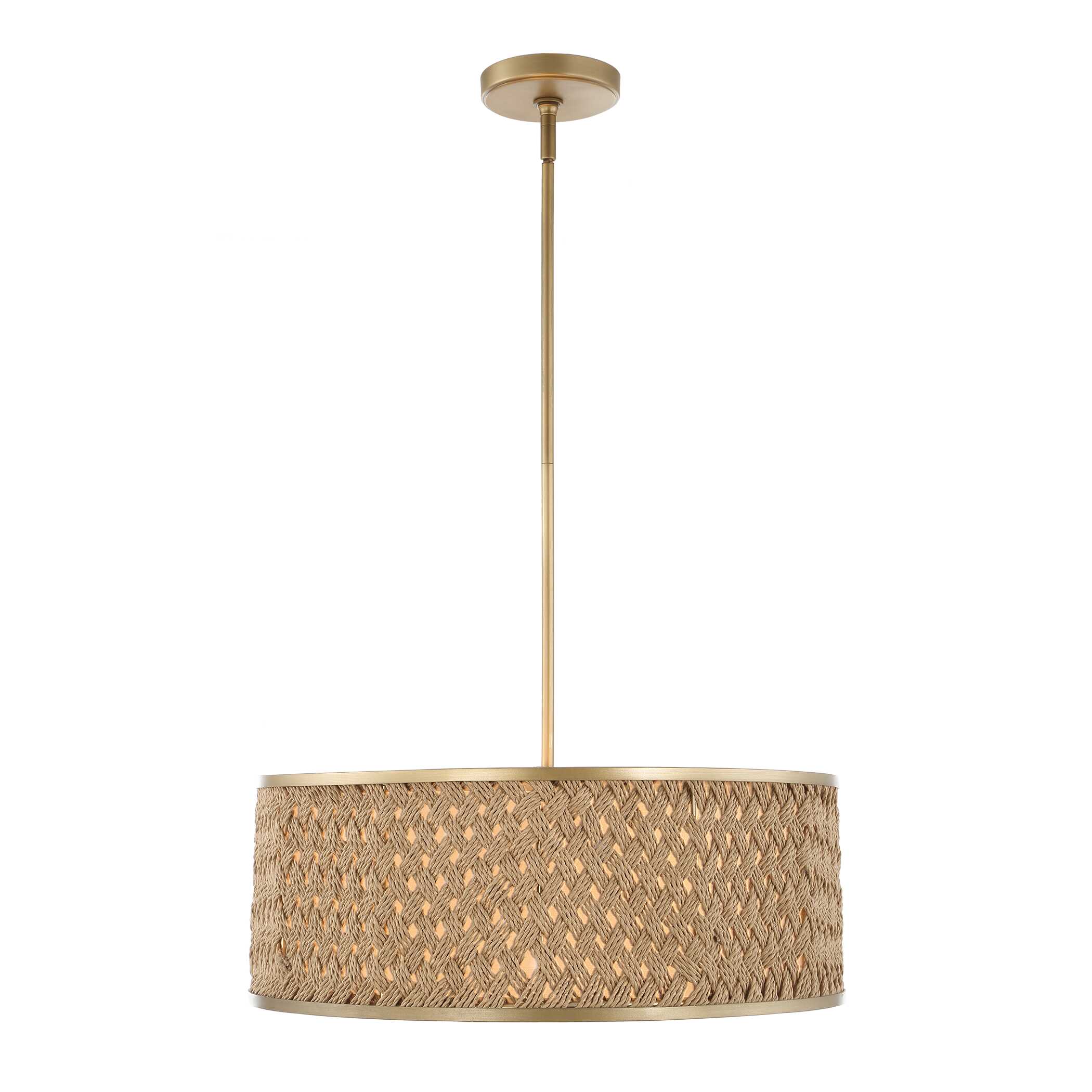 Pinchot 4 Light Rattan Drum Pendant large image 