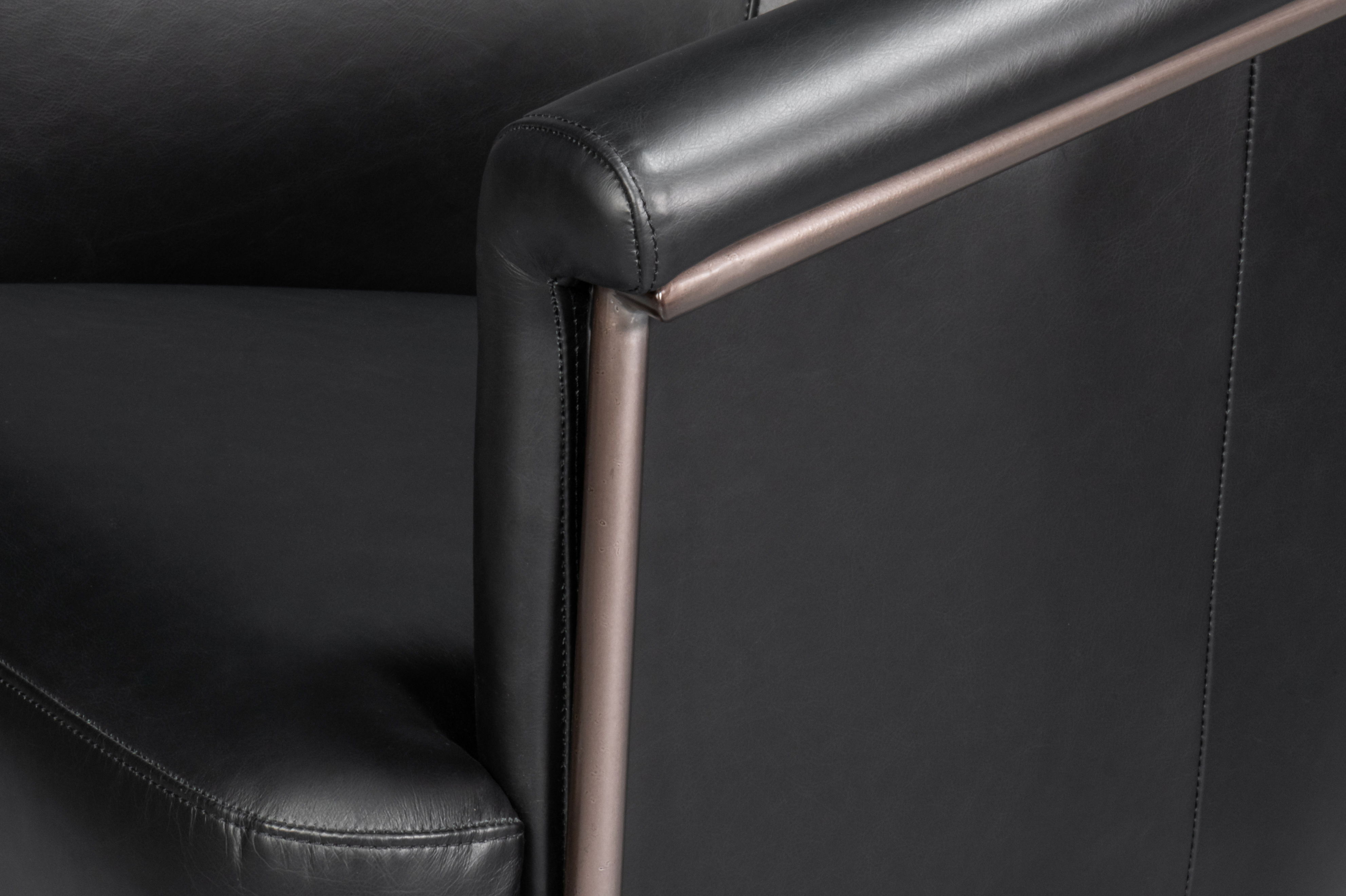 Nagel Distilled Leather Chair,Onyx Black large image 