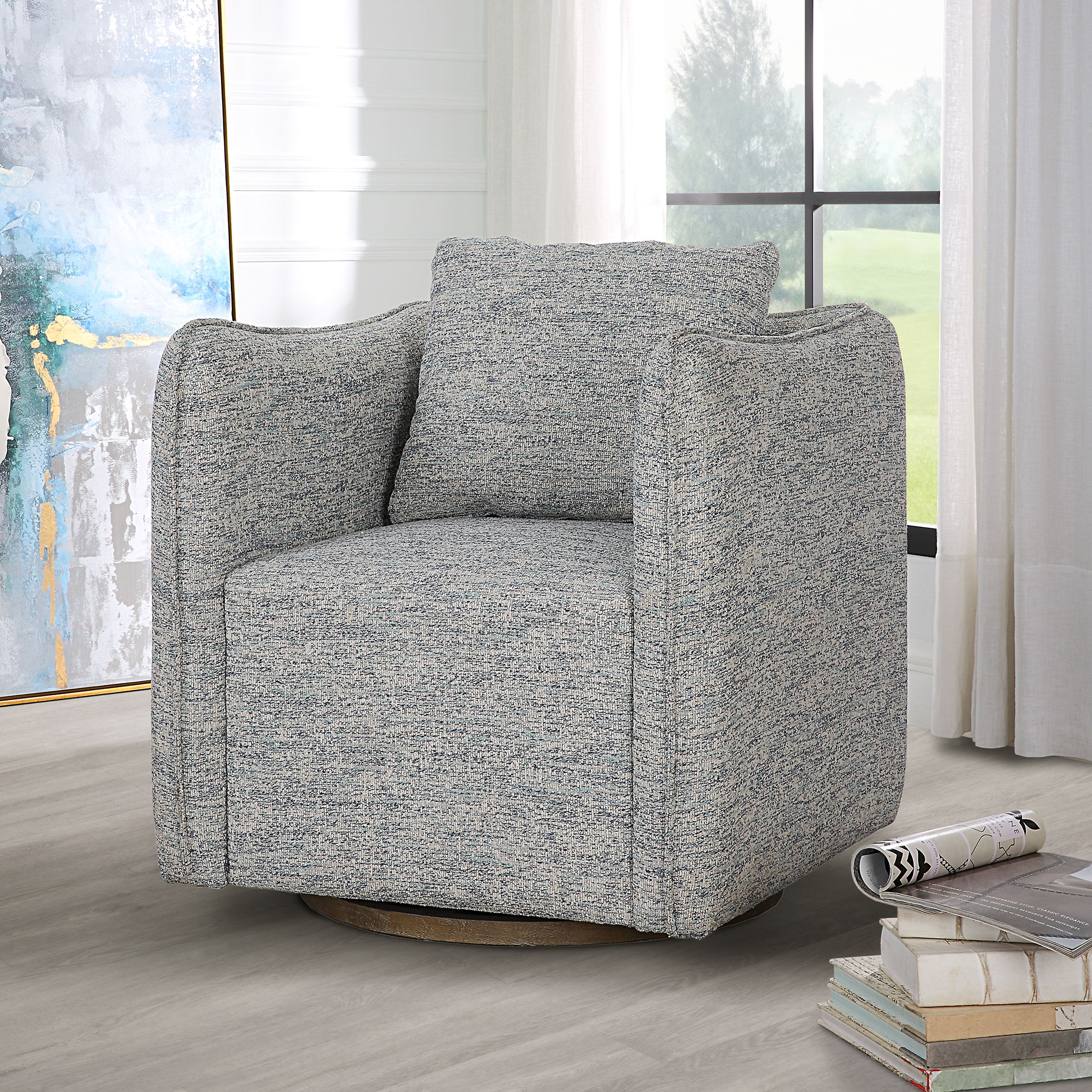 Corben Blue Swivel Chair large image 