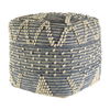 Rofi Blue Denim and Cream Cotton Stitched Square Pouf thumbnail 0