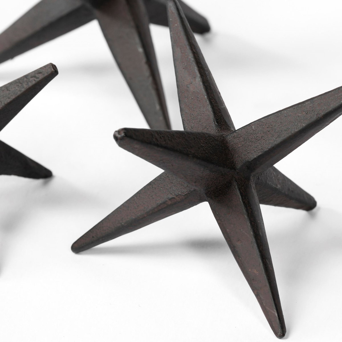 Rhea (Set of 3) Brown Cast Iron Small, Medium & Large Jacks, Decorative Object by Mercana, 5.12" length x 5.12" width x 3.94" height View 7
