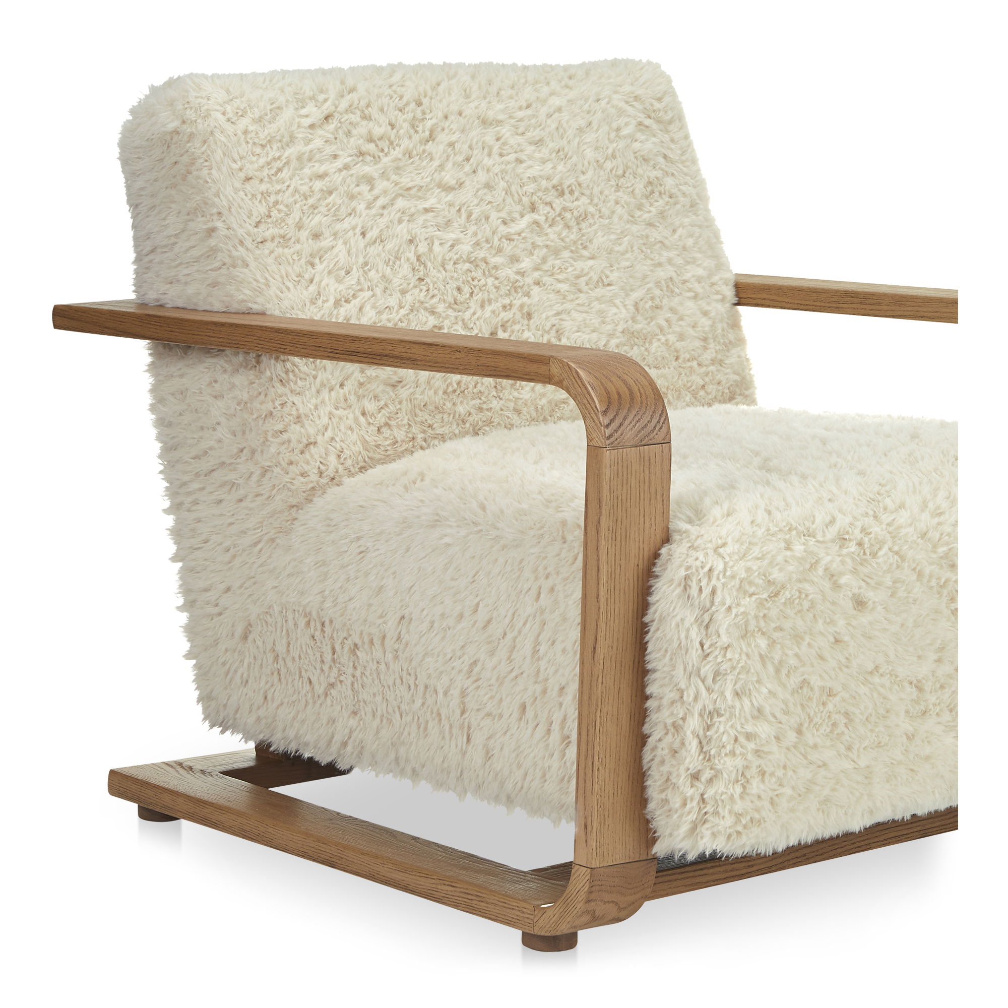 Eckersley Lounge Chair Cream Faux Fur, Accent Chair by Moe's Home, 29.5" width x 29" height x 36" depth View 5