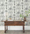 Old World Toile Black & White Wallpaper thumbnail 4