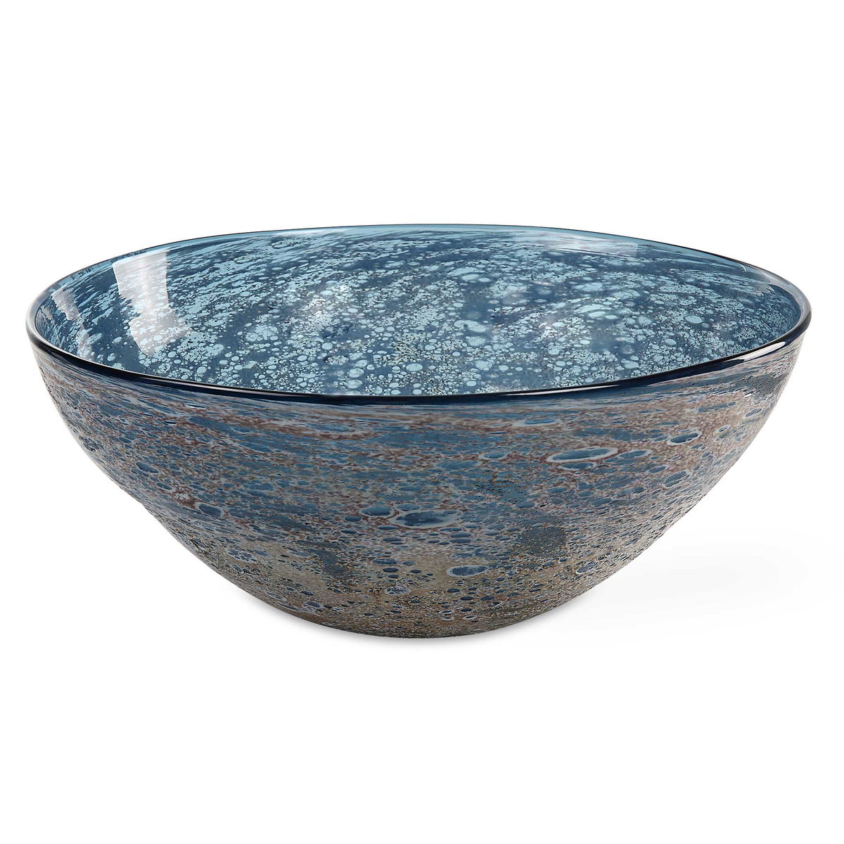 Genovesa Aqua Glass Bowl, Decorative Tray by Uttermost, 14.25" width x 6" height x 14.25" depth View 1