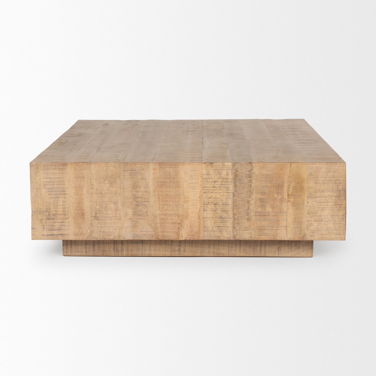 Hayden Light Brown Wood Square Coffee Table, by Mercana, 48" length x 48" width x 16" height View 4