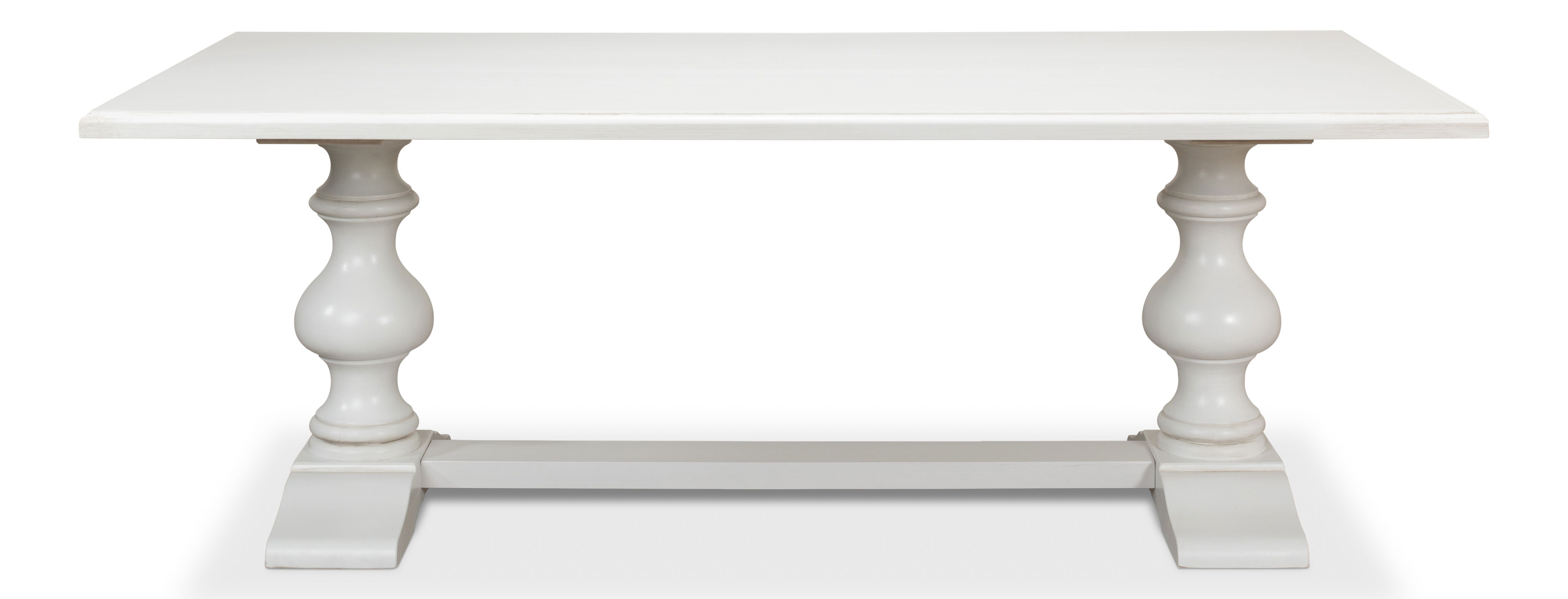 *Lionisio Trestle Table, Cortina White, Dining Table by Sarreid, 84" length x 41" width x 30" height View 2