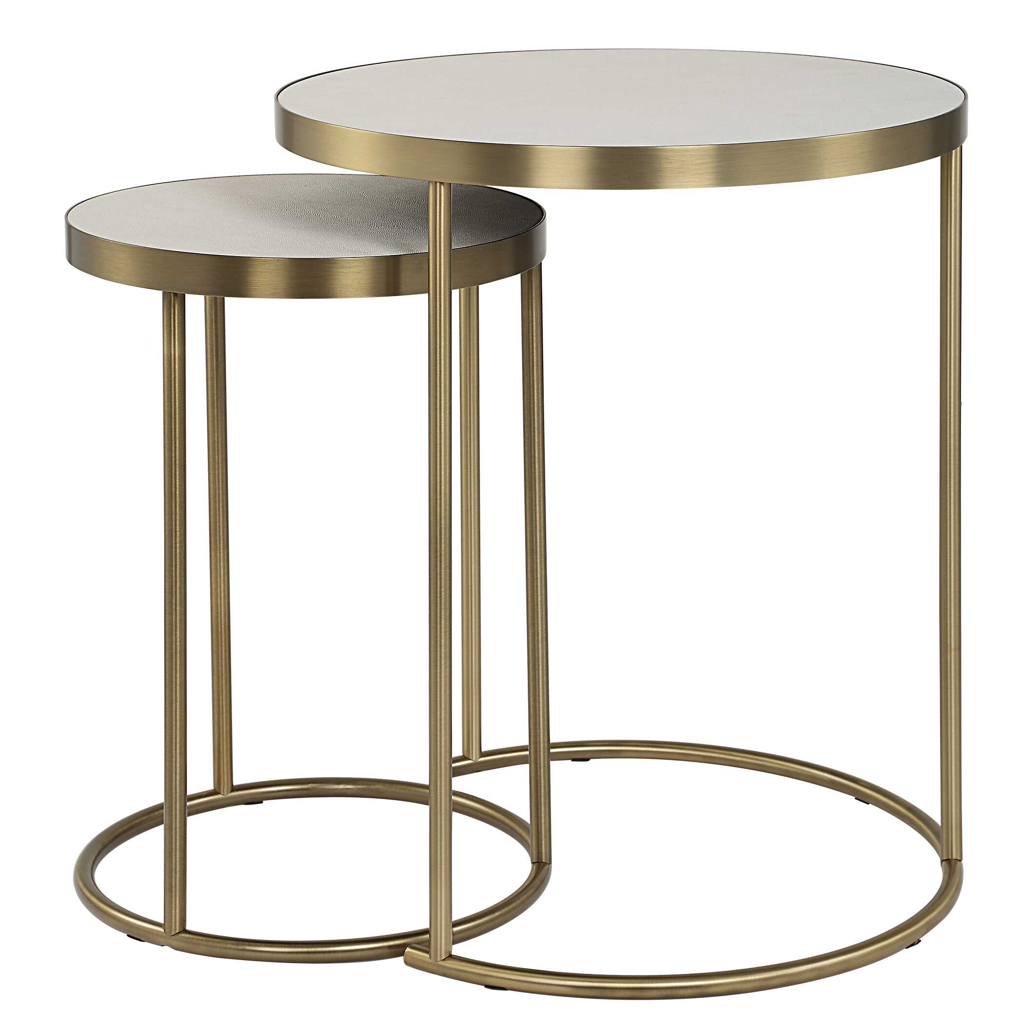 Aragon White Nesting Tables Set/2, Furniture by Uttermost, 19.5" width x 24" height x 19.5" depth View 6