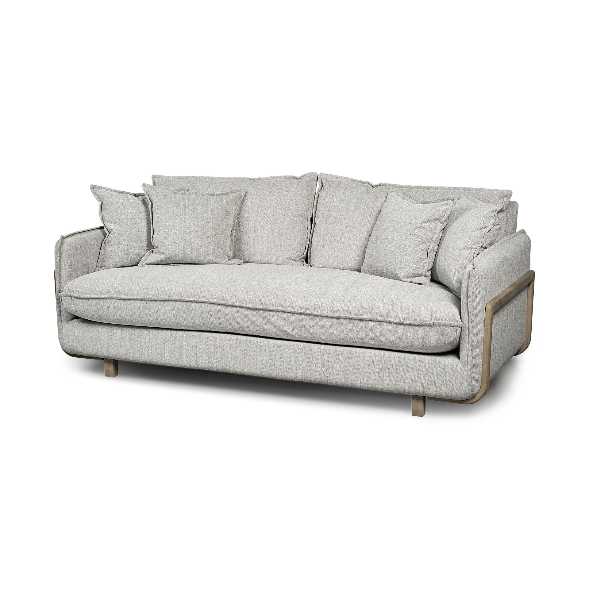 Roy I 84' Frost Gray Upholstered Three Seater Sofa large image 