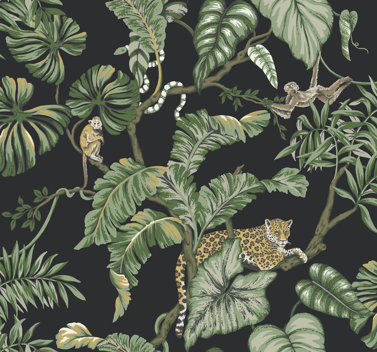 Jungle Cat Black Wallpaper, by York Wall, 27' length x 2'3" width x 0.02" depth