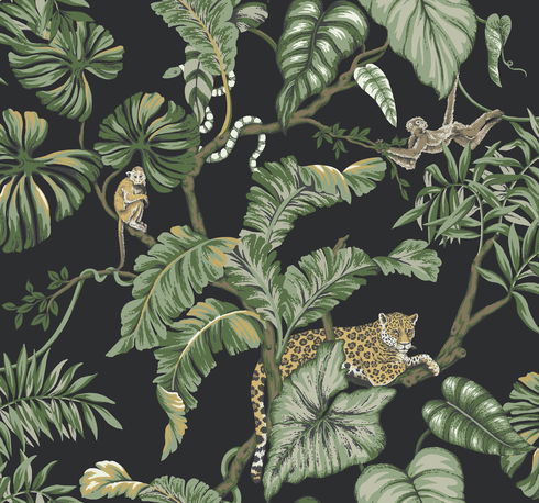 Jungle Cat Black Wallpaper