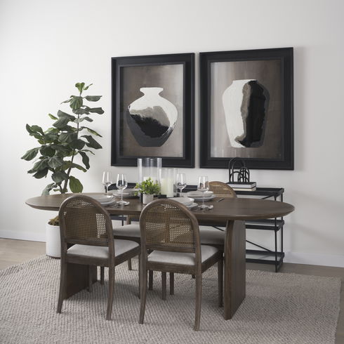Isla Oval Dining Table with Dark Brown Wood Top & Arched Legs