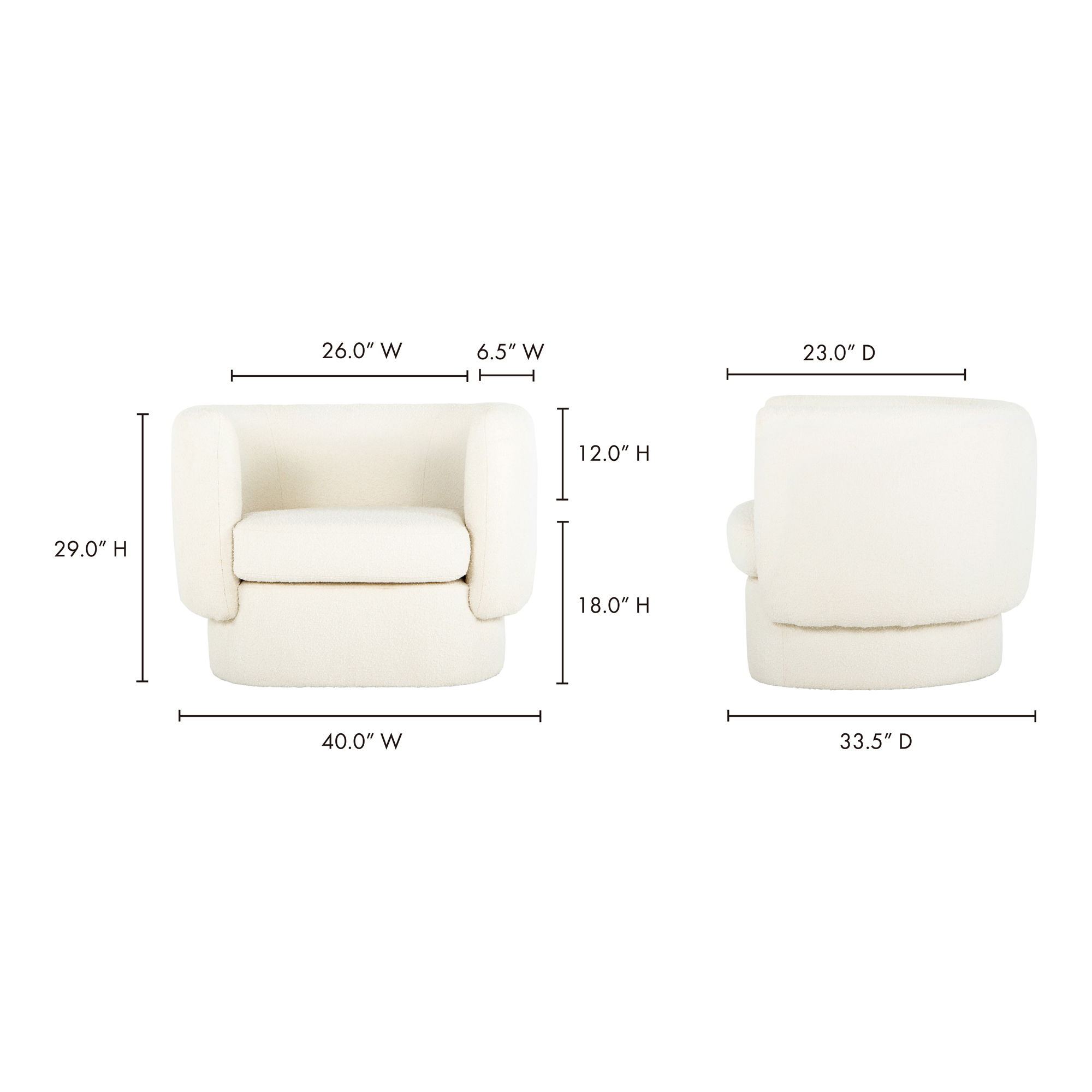 Koba Chair Maya White, Accent Chair by Moe's Home, 40" width x 29" height x 33.75" depth View 13