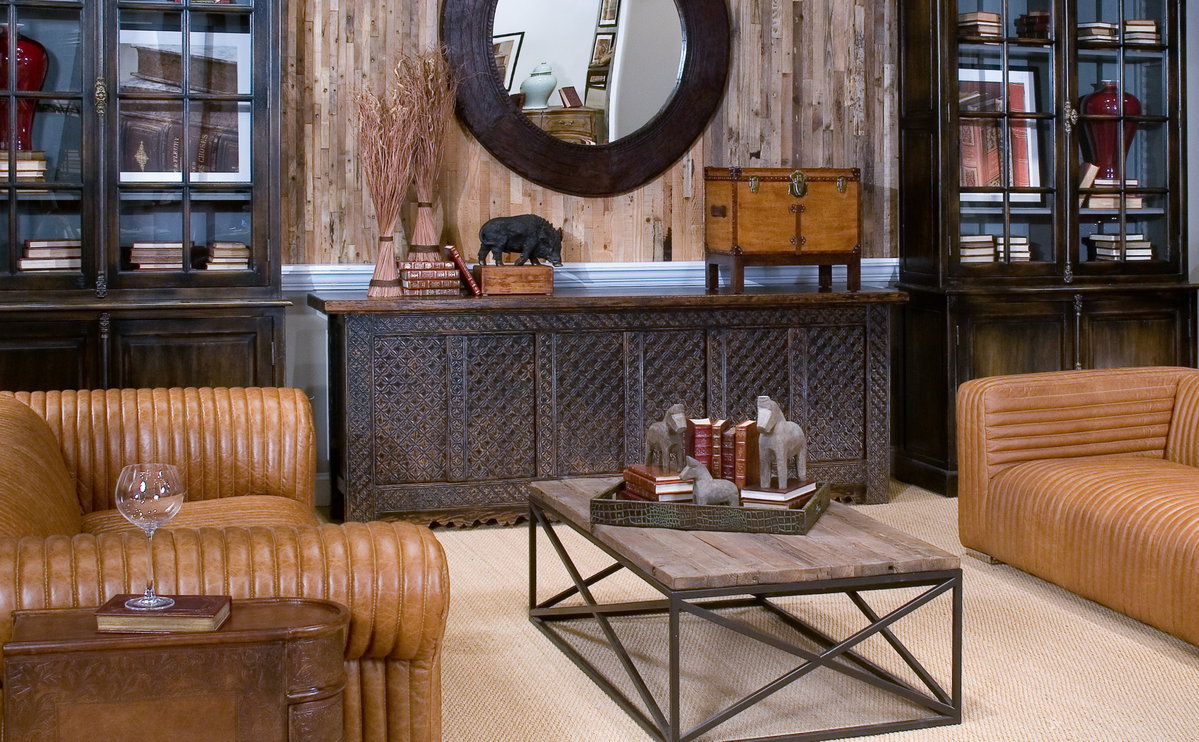 Nader Persian Burnt Brown Sideboard, by Sarreid, 1'7" length x 8'2" width x 2'11" height View 12