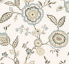 Dahlia Blooms Off White & Blue Wallpaper thumbnail 0