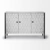 Savannah White Fir Veneer & Gray Metal 3-Door Accent Cabinet, Cabinets & Chest by Mercana, 47.24" length x 15.75" width x 31.5" height thumbnail 3