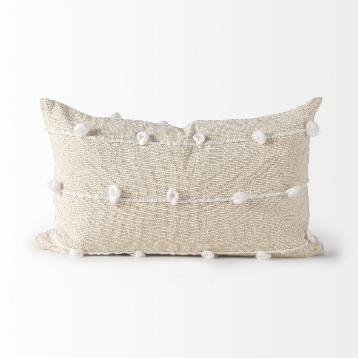 Erica 13x21 Cream With White Detail Pillow Cover, Decorative Pillow by Mercana, 13" length x 21" width x 0.2" height View 8