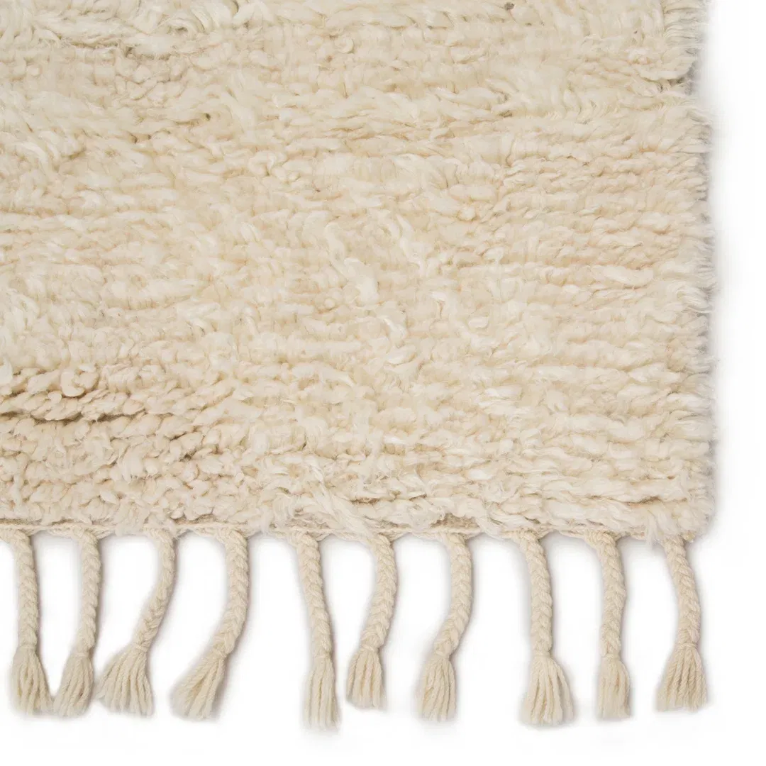 Akka Hand-Knotted Solid Cream Area Rug (8'x11') large image 