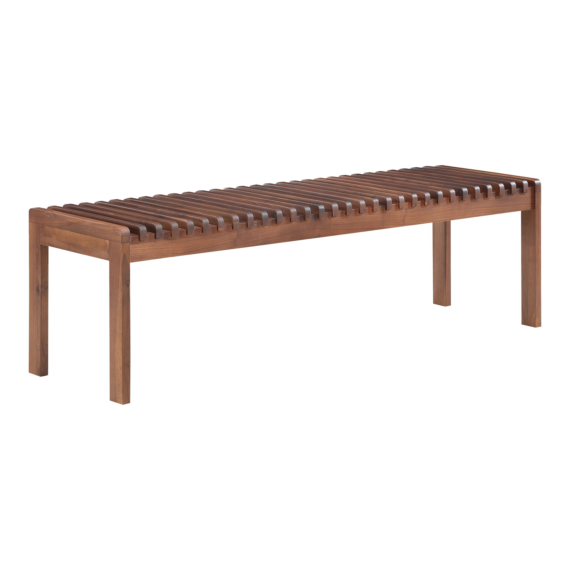 Rohe Bench Walnut Brown, Benche by Moe's Home, 60" width x 18.11" height x 17.5" depth View 2