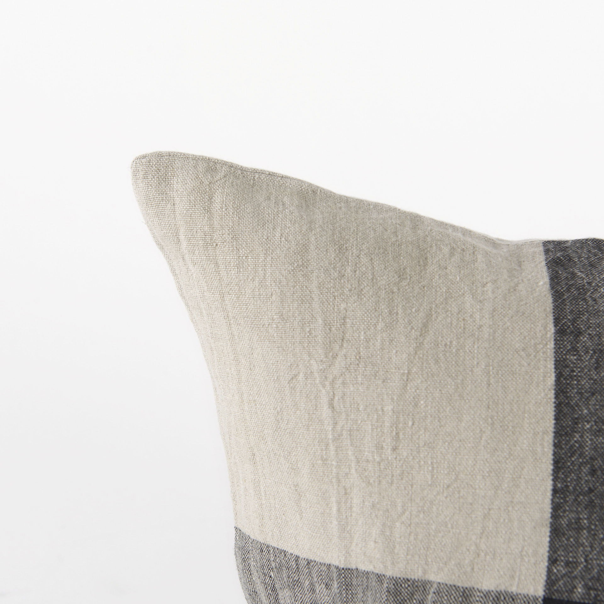 Raquel 18L x 18W Beige and Black Fabric Plaid Decorative Pillow Cover, by Mercana, 18" length x 18" width x 0.2" height View 10