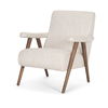 Nico Oatmeal Upholstered with Brown Wood Accent Chair, by Mercana, 25.98" length x 31.89" width x 32.28" height thumbnail 1