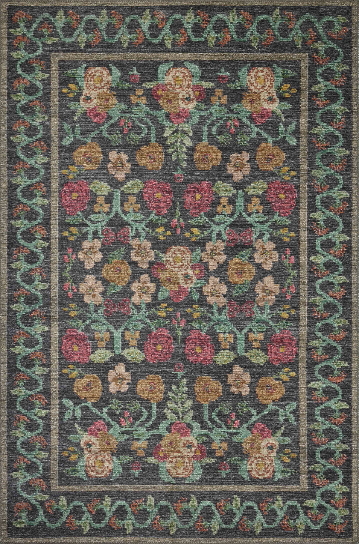 Rifle Paper Co. x Loloi Rosa Rug, 2' length x 5' width View 1