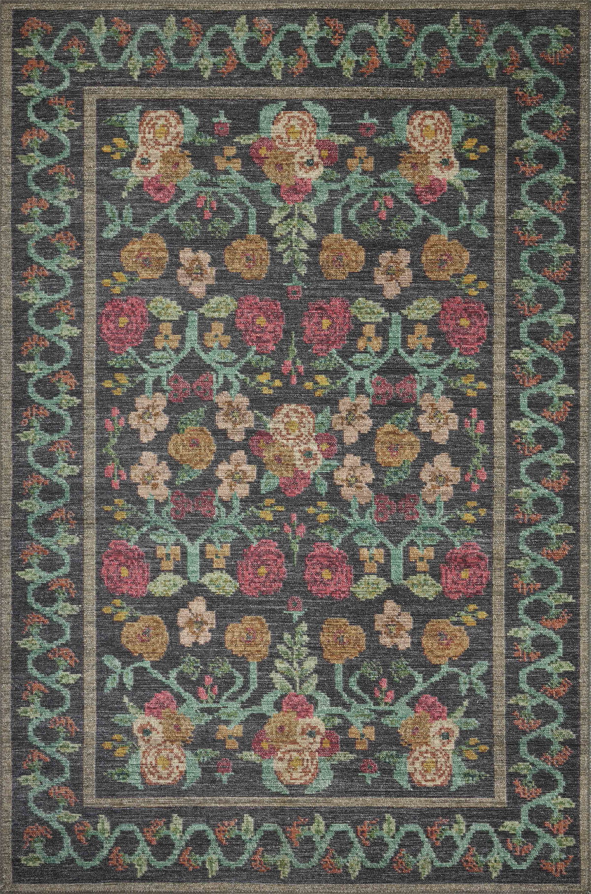 Rifle Paper Co. x Loloi Rosa Rug, 2'6" length x 7'6" width View 1