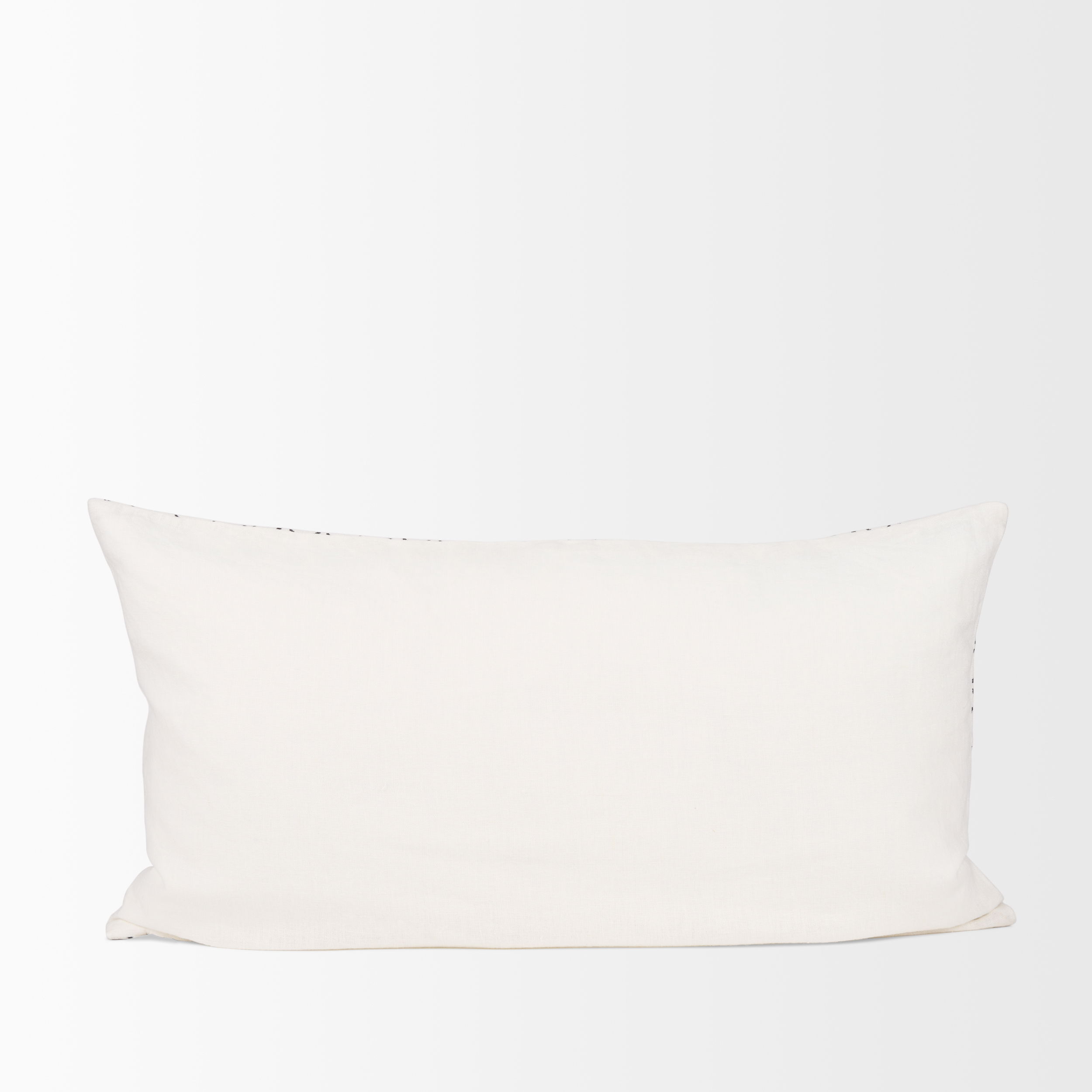 Jayden Cream with Black Print Linen Lumbar Decorative Pillow Cover large image 